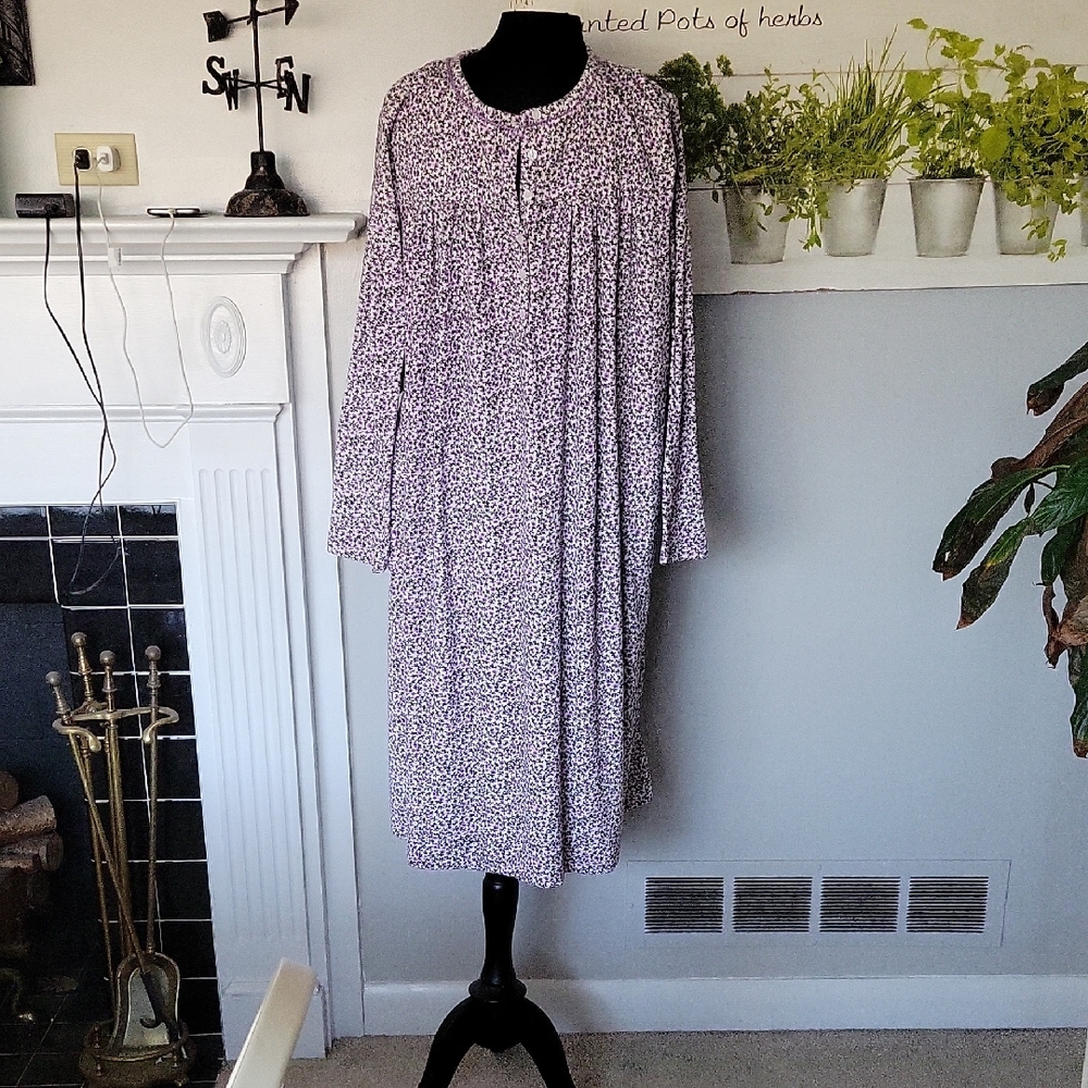 Aria Purple Floral Long Sleeve Nightgown